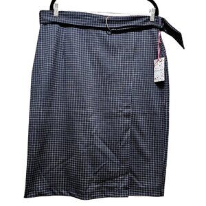 Jenna Rose Womens Black & White Houndstooth Wrap Skirt XL Polyester Rayon Blend